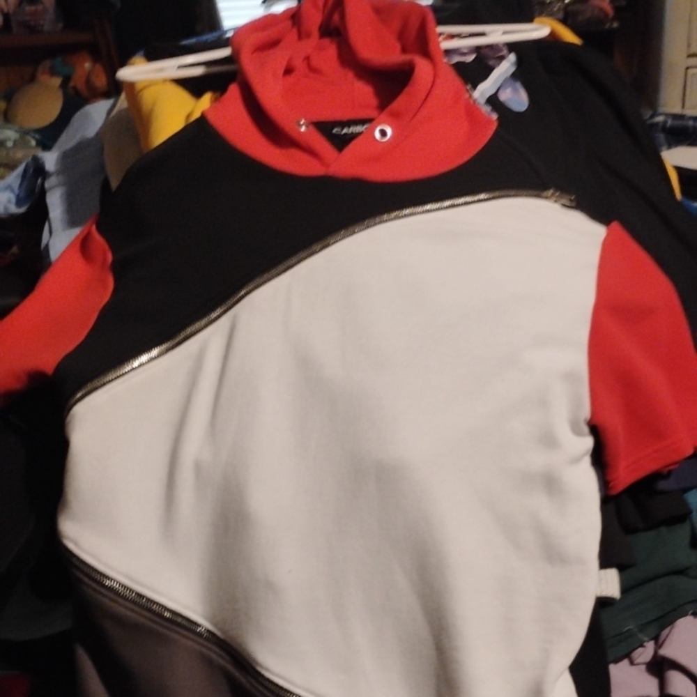 Carbon Red and Black Hoodie with Zipper
